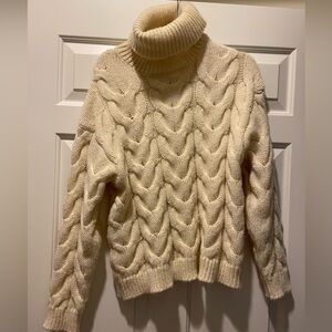 Vici Cream Cable Knit Turtleneck Sweater